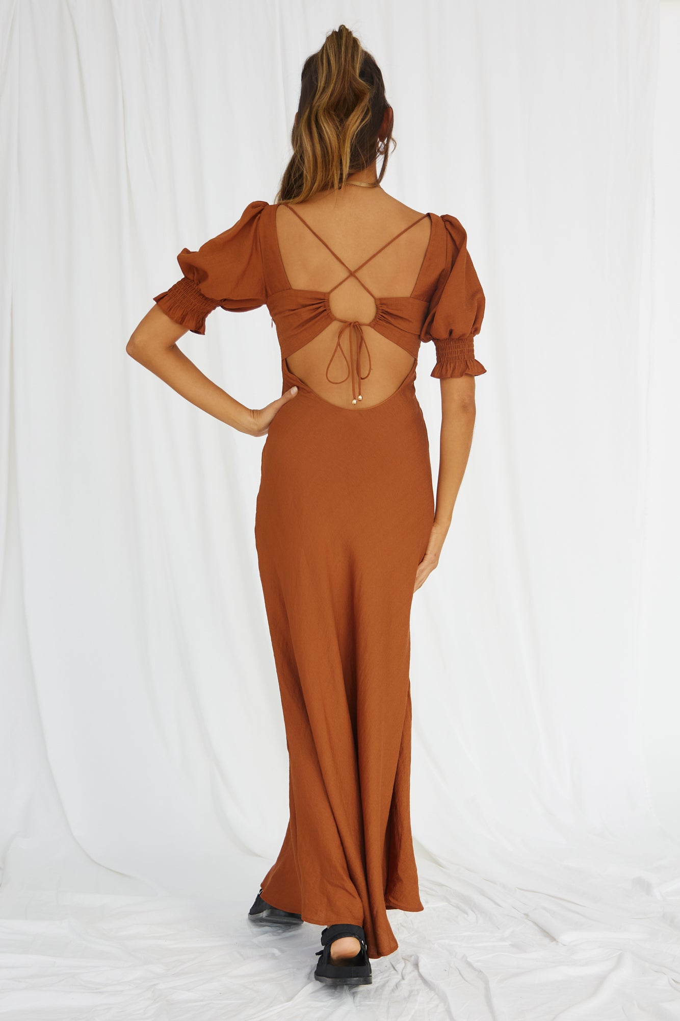 Calyx Maxi Dress Tan-Seaa Fashion