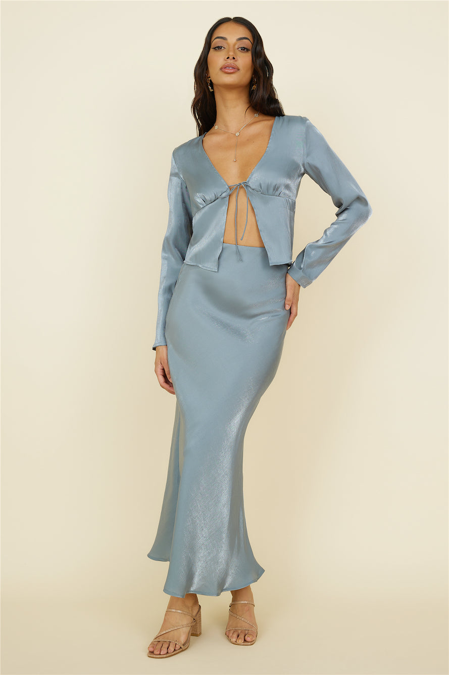 Bouquet of Flowers Maxi Skirt Grey-Seaa Fashion