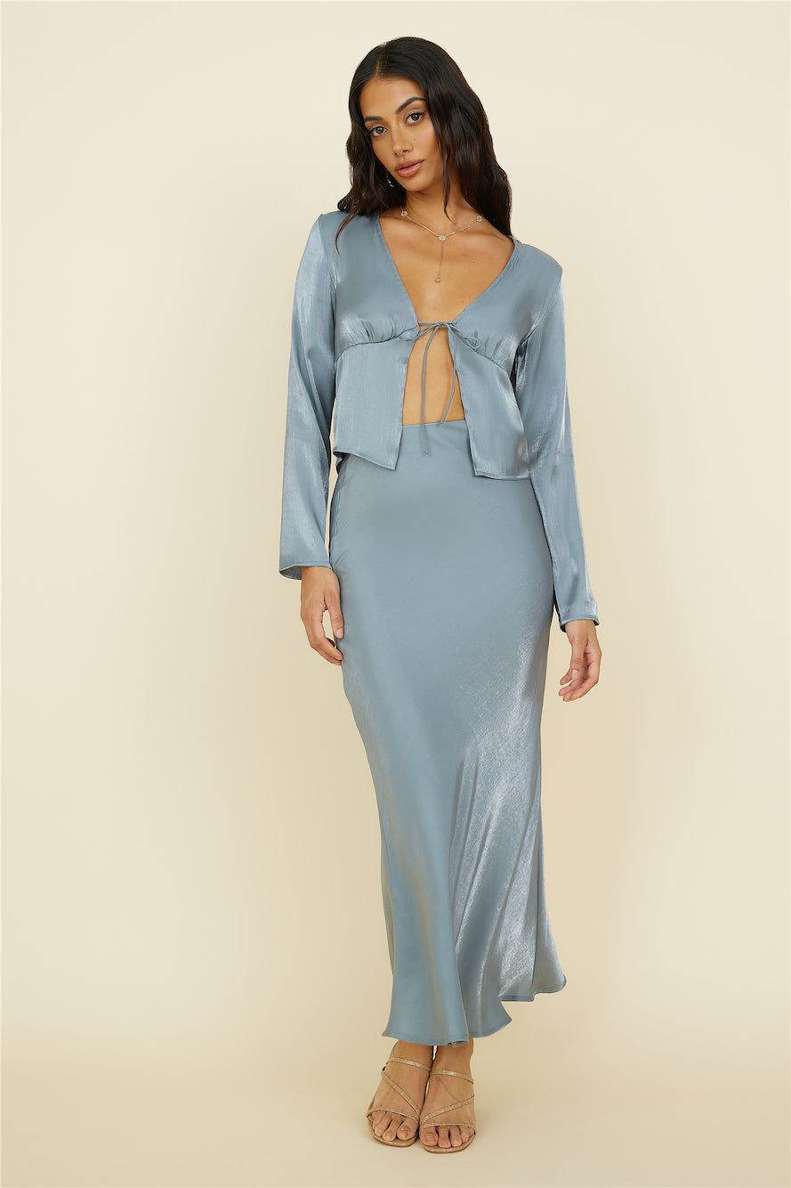 Bouquet of Flowers Maxi Skirt Grey-Seaa Fashion