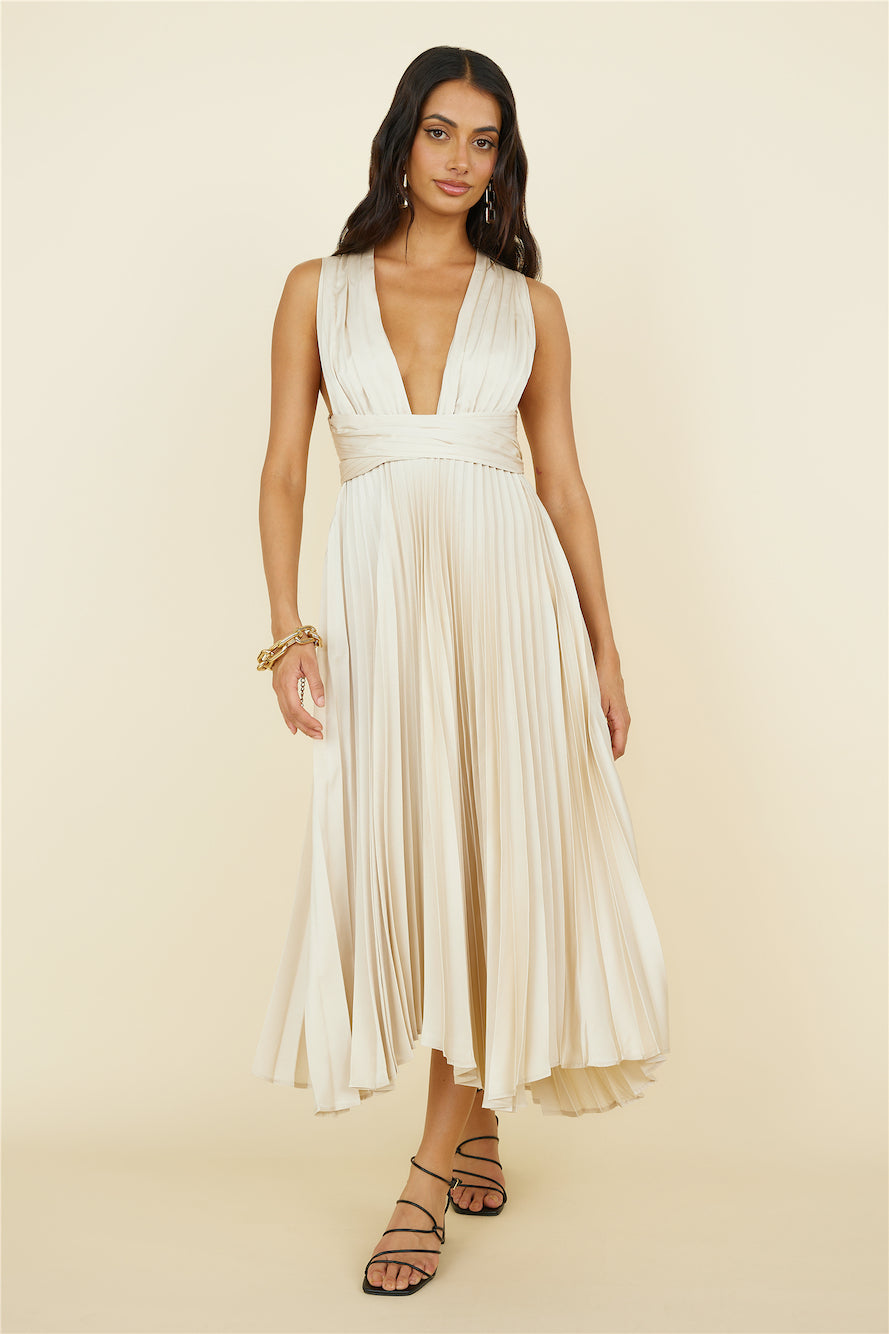Florentina Midi Dress Champagne-Seaa Fashion