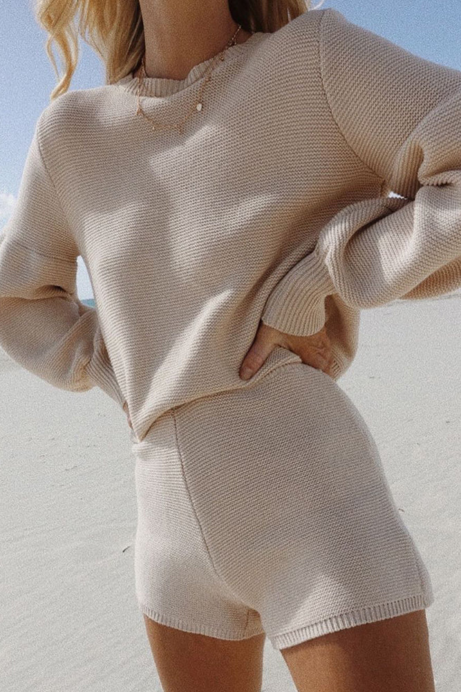 Live Your Life Shorts Beige-Seaa Fashion