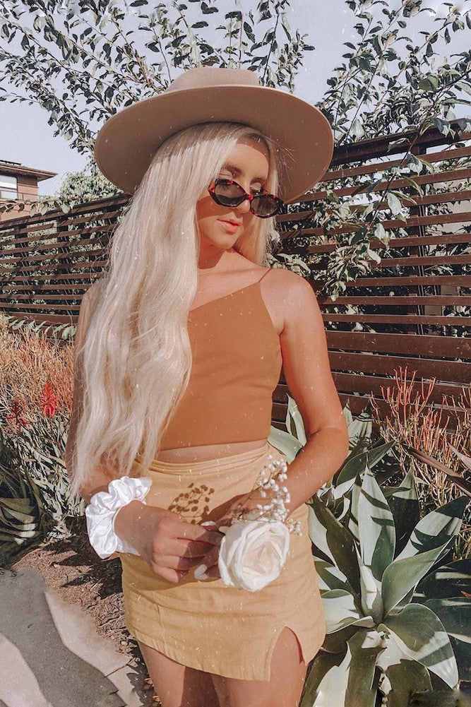 Art Deco Mini Skirt Mustard-Seaa Fashion