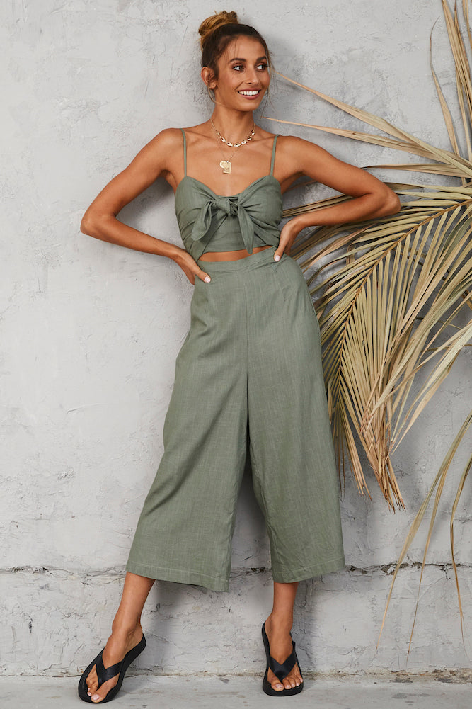 Under The Trees Jumpsuit Khaki-Seaa Fashion