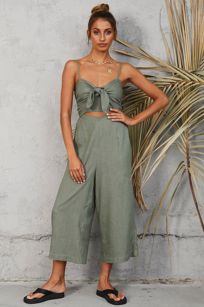 Under The Trees Jumpsuit Khaki-Seaa Fashion