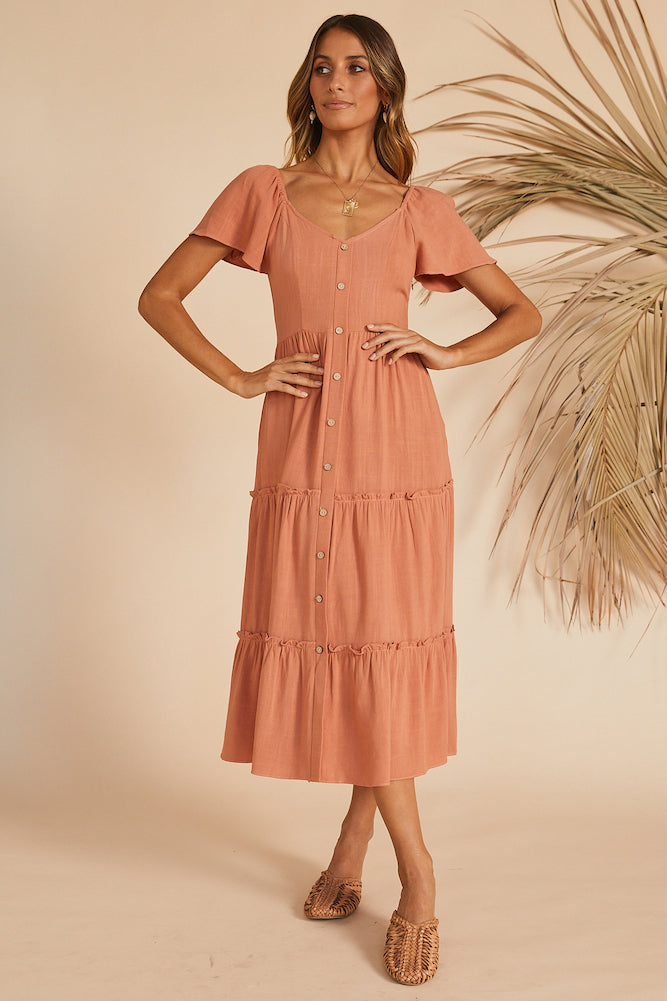 This Sweet Feeling Midi Dress Rose-Seaa Fashion
