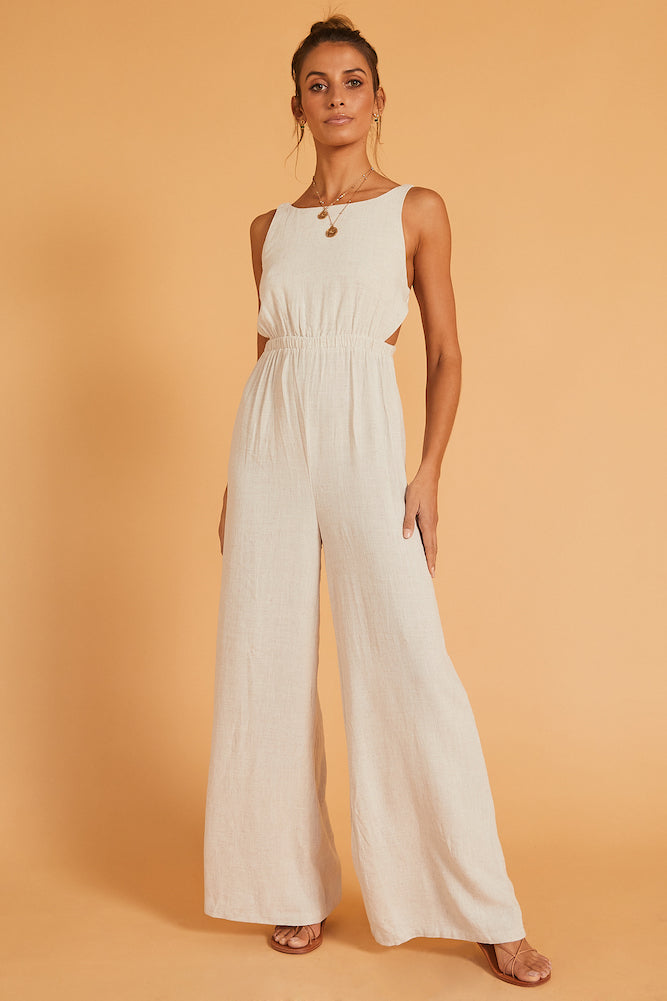 Play This Game Jumpsuit Beige-Seaa Fashion