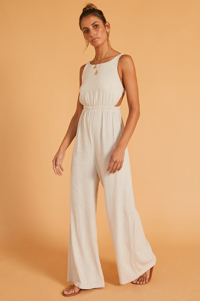 Play This Game Jumpsuit Beige-Seaa Fashion