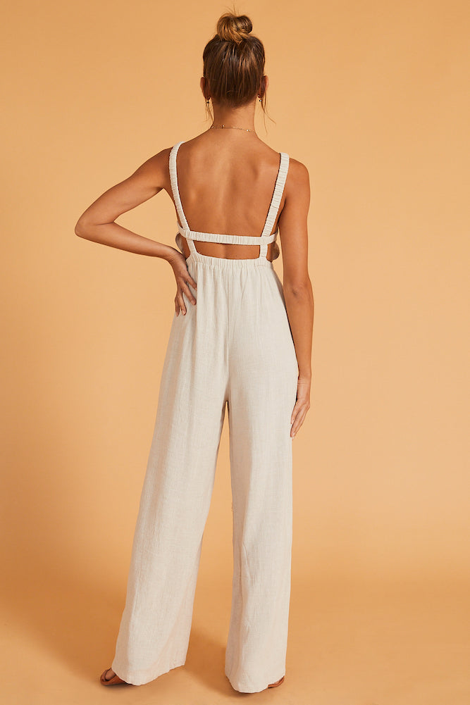 Play This Game Jumpsuit Beige-Seaa Fashion