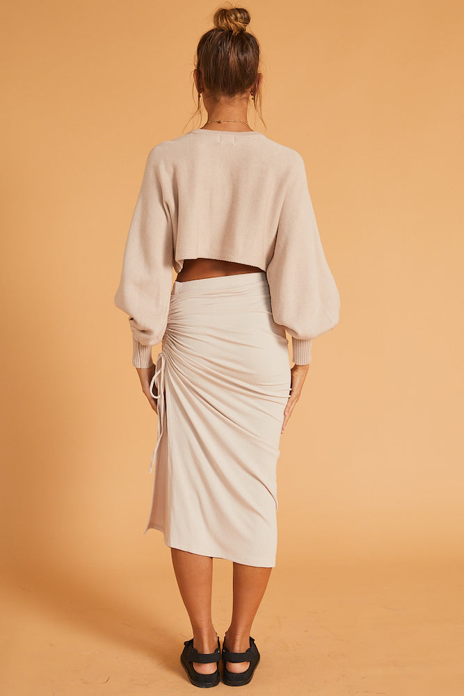 Whispers At Dusk Maxi Skirt Beige-Seaa Fashion