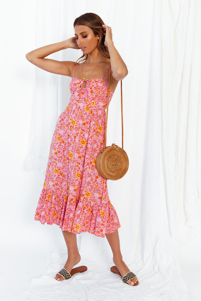 Candy Flowers Midi Dress-Seaa Fashion