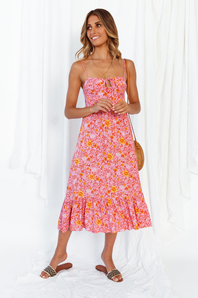 Candy Flowers Midi Dress-Seaa Fashion