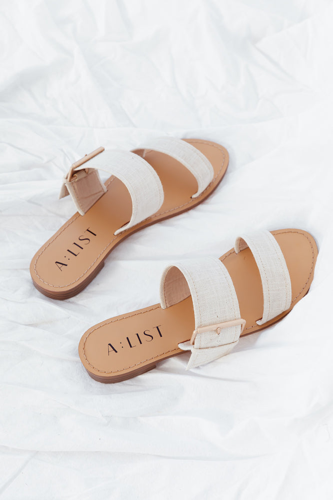 A: LIST Moore Slides Natural Linen-Seaa Fashion