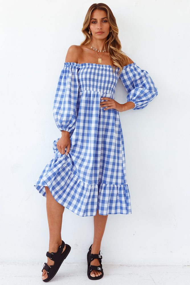 Gingham Skies Midi Dress-Seaa Fashion
