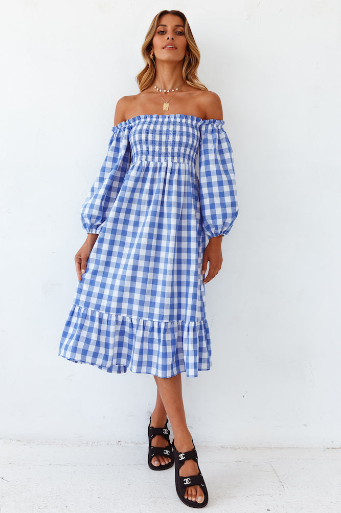Gingham Skies Midi Dress-Seaa Fashion