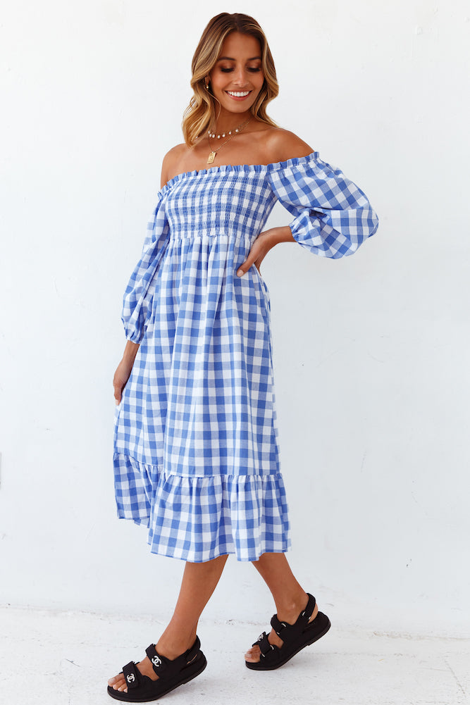 Gingham Skies Midi Dress-Seaa Fashion