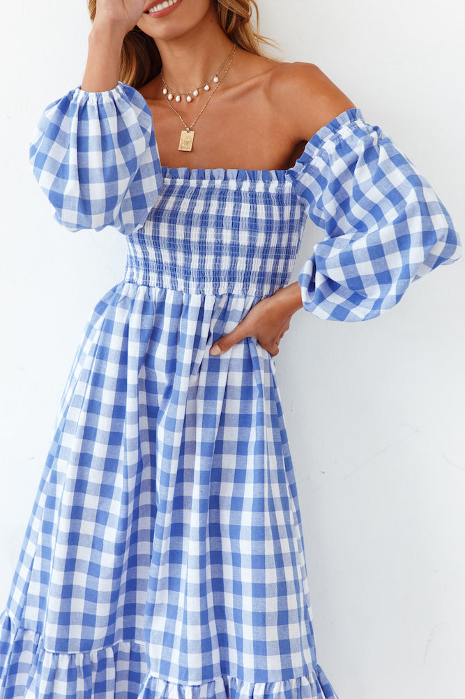 Gingham Skies Midi Dress-Seaa Fashion