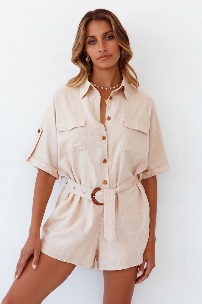 Arles Playsuit Tan-Seaa Fashion