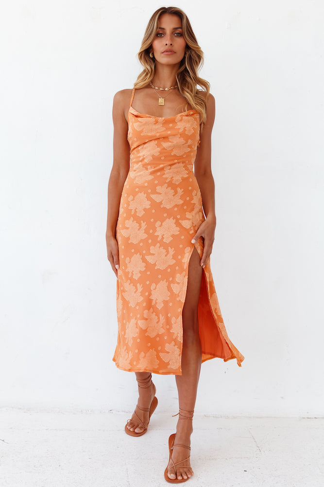 Leora Midi Dress Orange-Seaa Fashion
