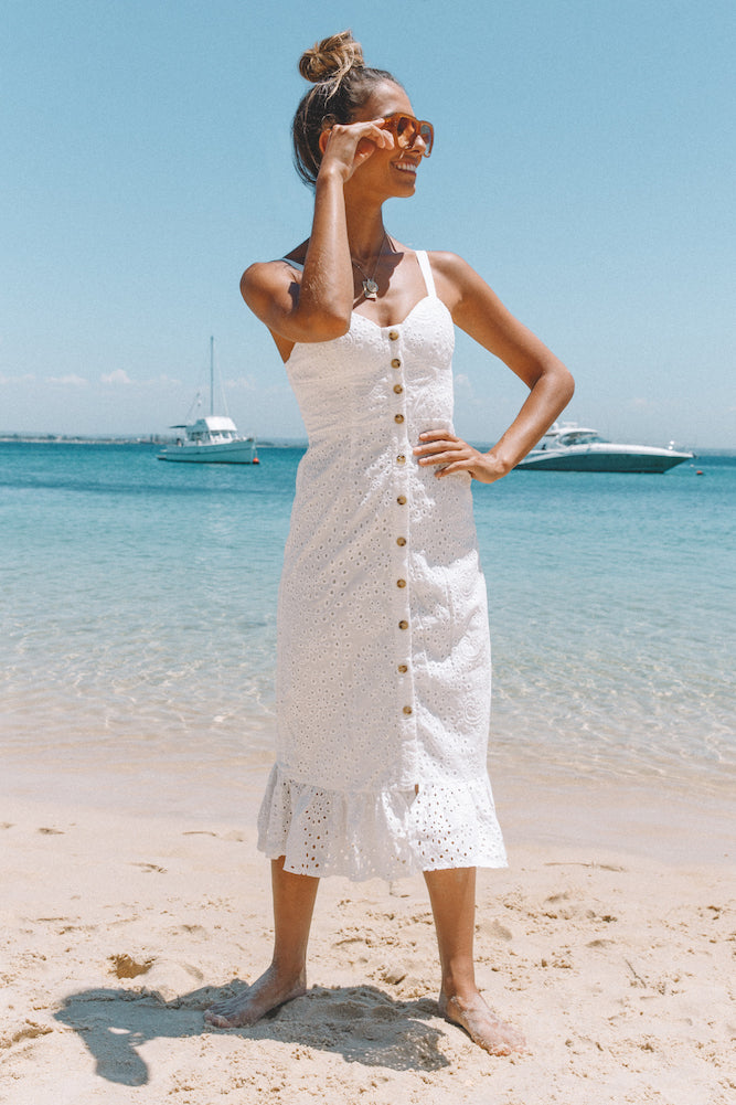 HELLO MOLLY Andalusia Midi Dress White-Seaa Fashion