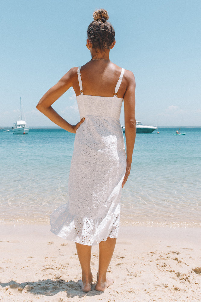 HELLO MOLLY Andalusia Midi Dress White-Seaa Fashion