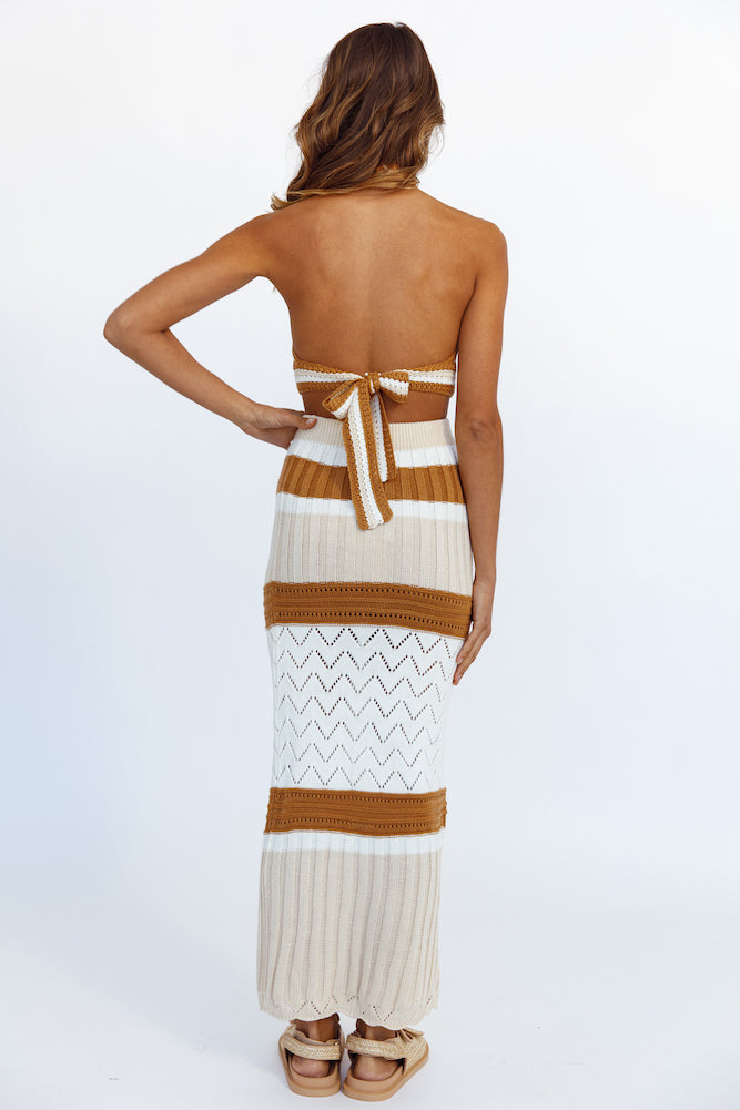 Cavali Knit Maxi Skirt Camel-Seaa Fashion