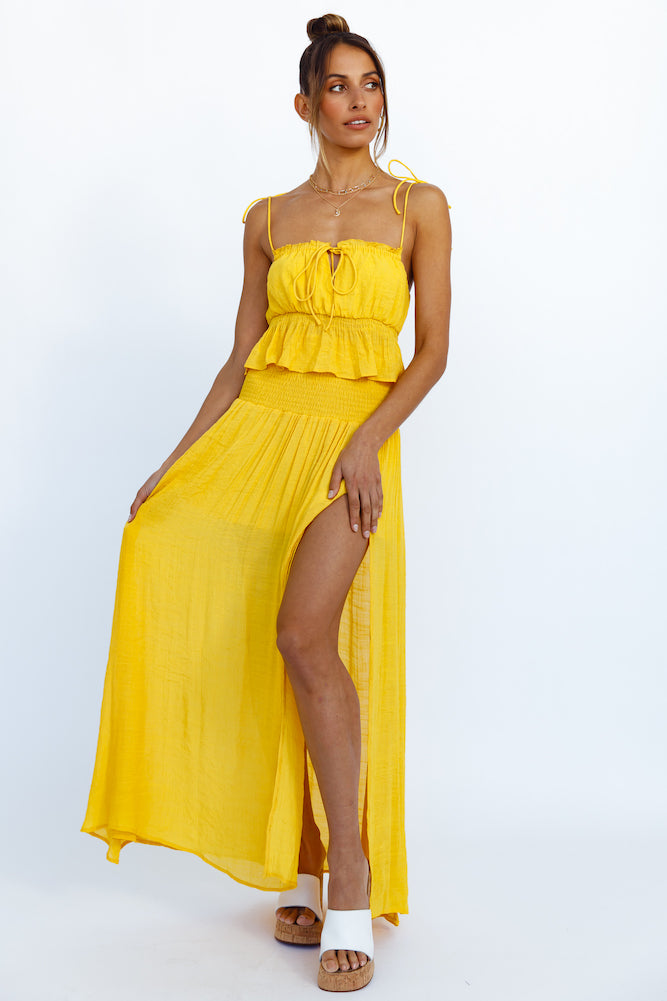 HELLO MOLLY Stay Fun Maxi Skirt Mustard-Seaa Fashion