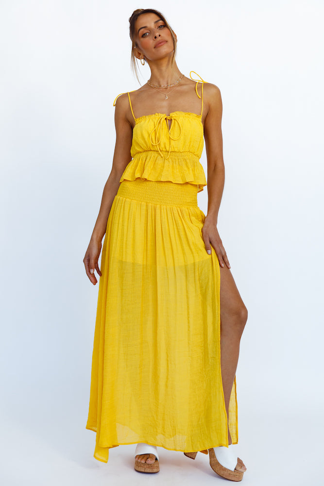 HELLO MOLLY Stay Fun Maxi Skirt Mustard-Seaa Fashion