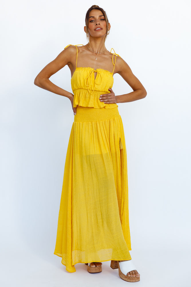 HELLO MOLLY Stay Fun Maxi Skirt Mustard-Seaa Fashion