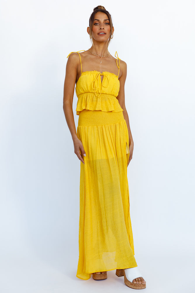 HELLO MOLLY Stay Fun Maxi Skirt Mustard-Seaa Fashion