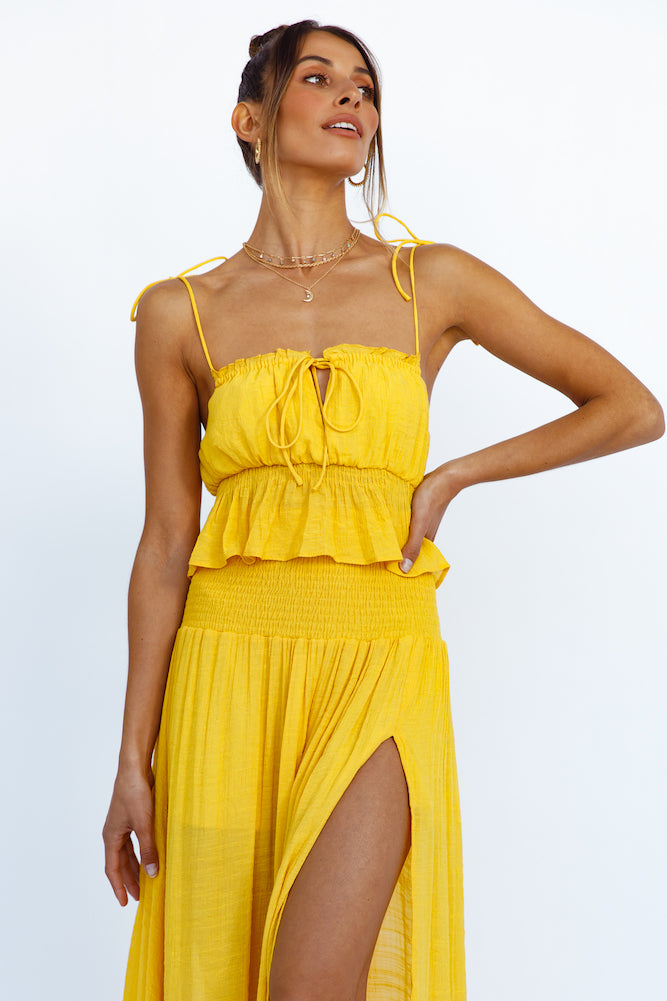 HELLO MOLLY Stay Fun Crop Top Mustard-Seaa Fashion