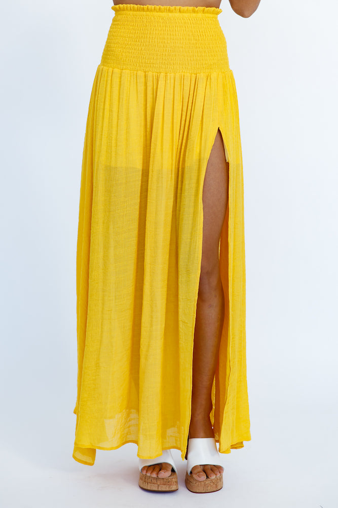 HELLO MOLLY Stay Fun Maxi Skirt Mustard-Seaa Fashion