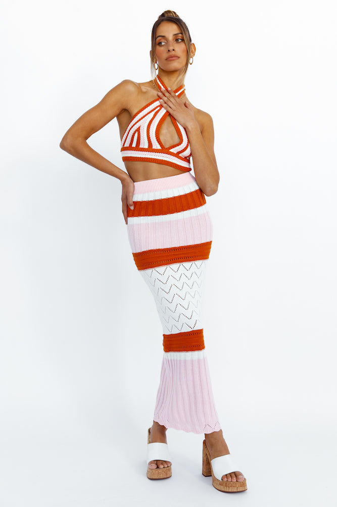 Cavali Knit Maxi Skirt Pink-Seaa Fashion