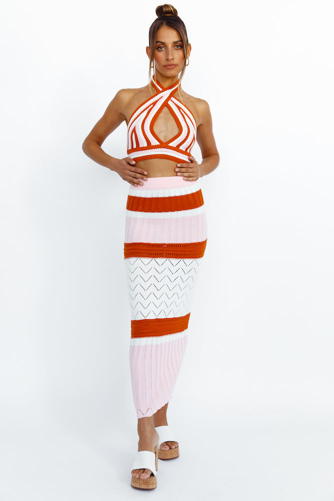 Cavali Knit Maxi Skirt Pink-Seaa Fashion