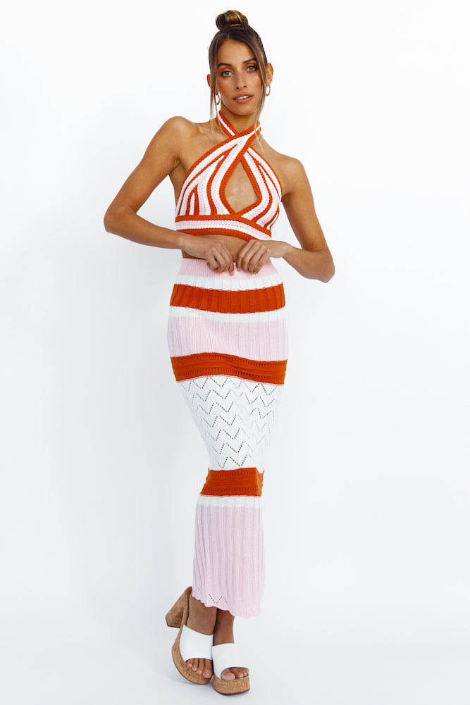 Cavali Knit Maxi Skirt Pink-Seaa Fashion