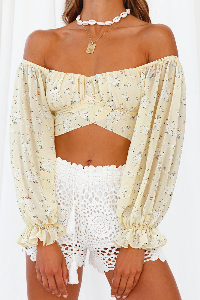 Leave Footprints Crop Top Yellow-Seaa Fashion