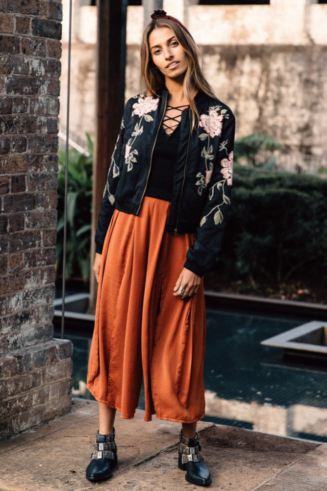 Peony Bomber Jacket Black-Seaa Fashion