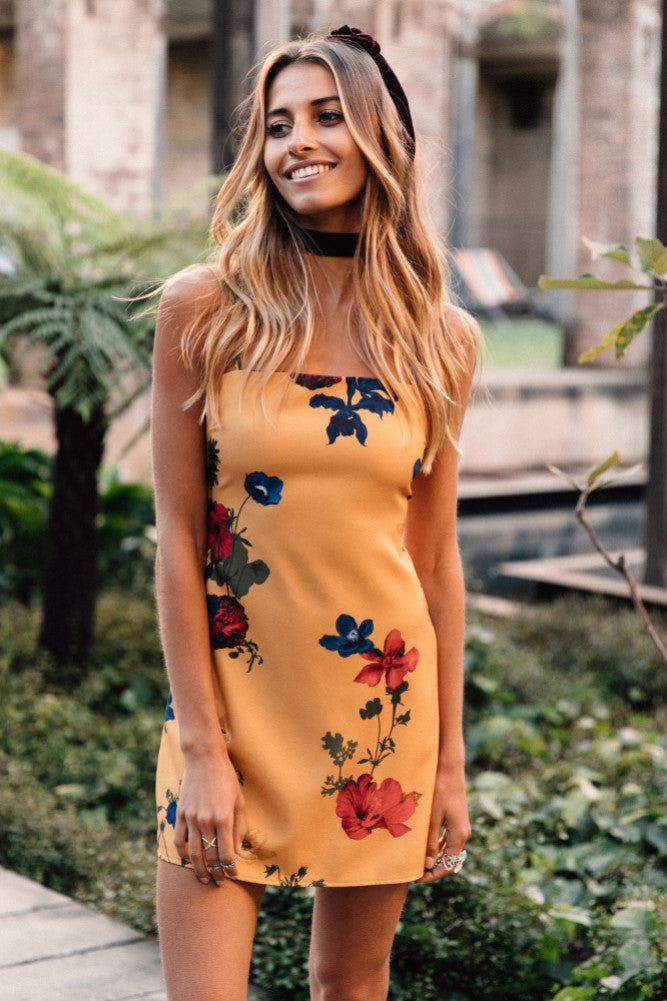 Wink At You Dress Mustard-Seaa Fashion