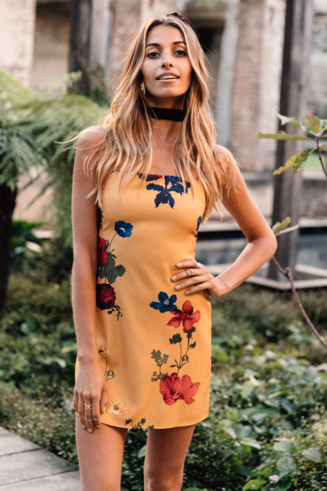 Wink At You Dress Mustard-Seaa Fashion