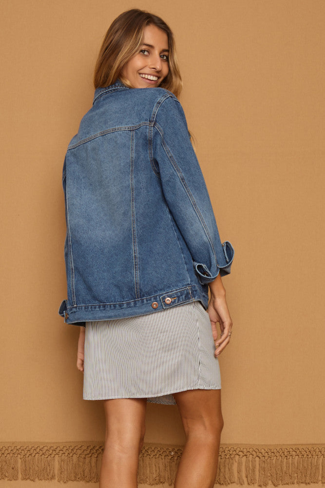 Rolling Stone Jacket Dark Blue Denim-Seaa Fashion