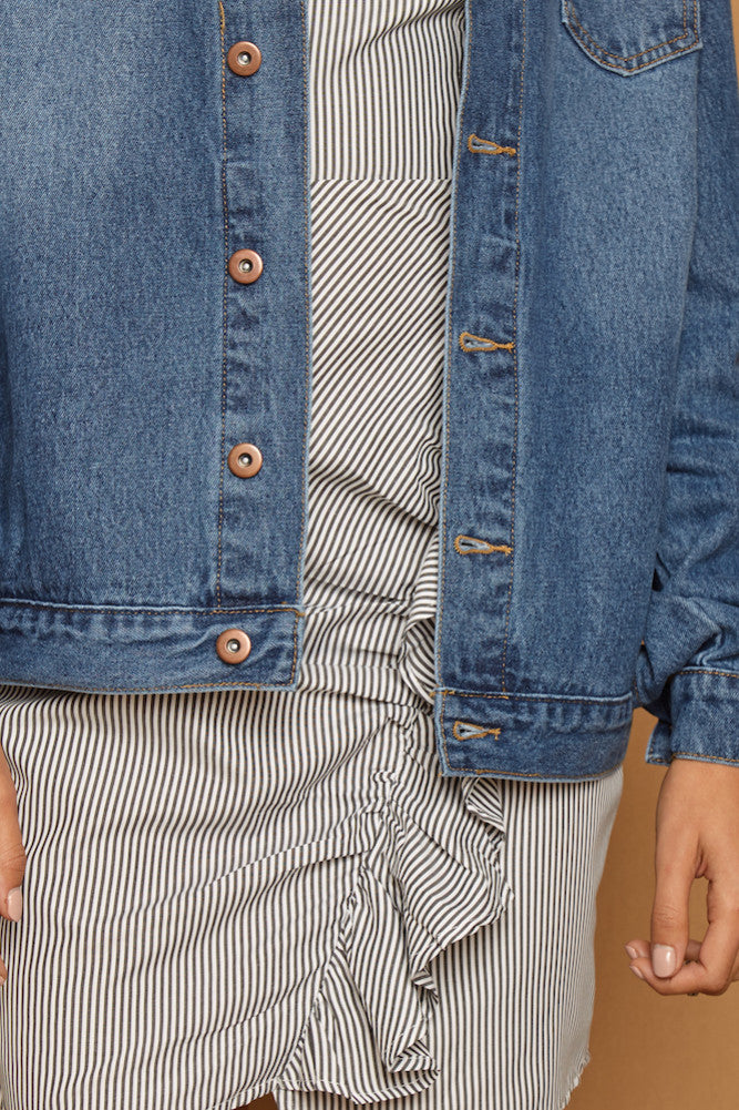 Rolling Stone Jacket Dark Blue Denim-Seaa Fashion