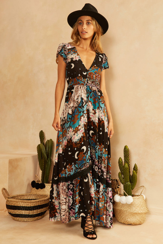 Art Generation Maxi Dress Black-Seaa Fashion