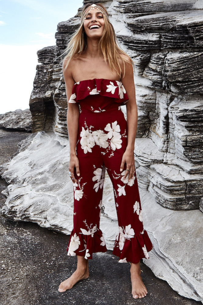Palm Springs Jumpsuit Wine-Seaa Fashion