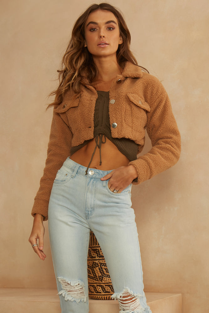 Losing Touch Jacket Tan-Seaa Fashion