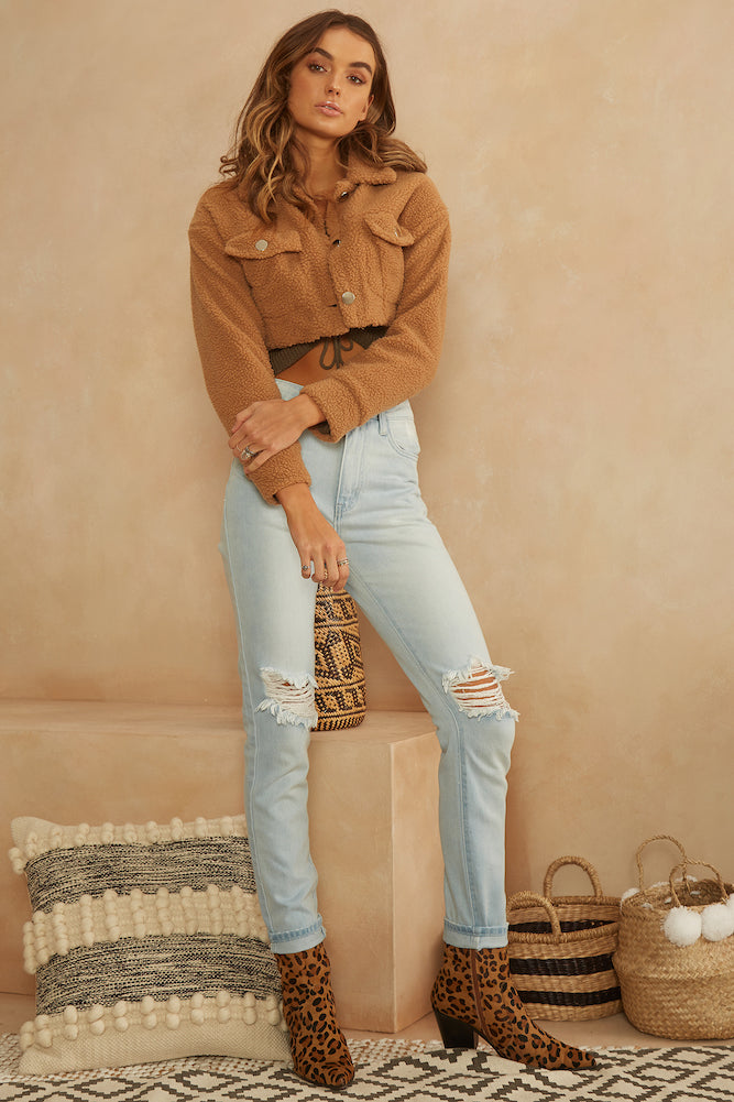 Losing Touch Jacket Tan-Seaa Fashion