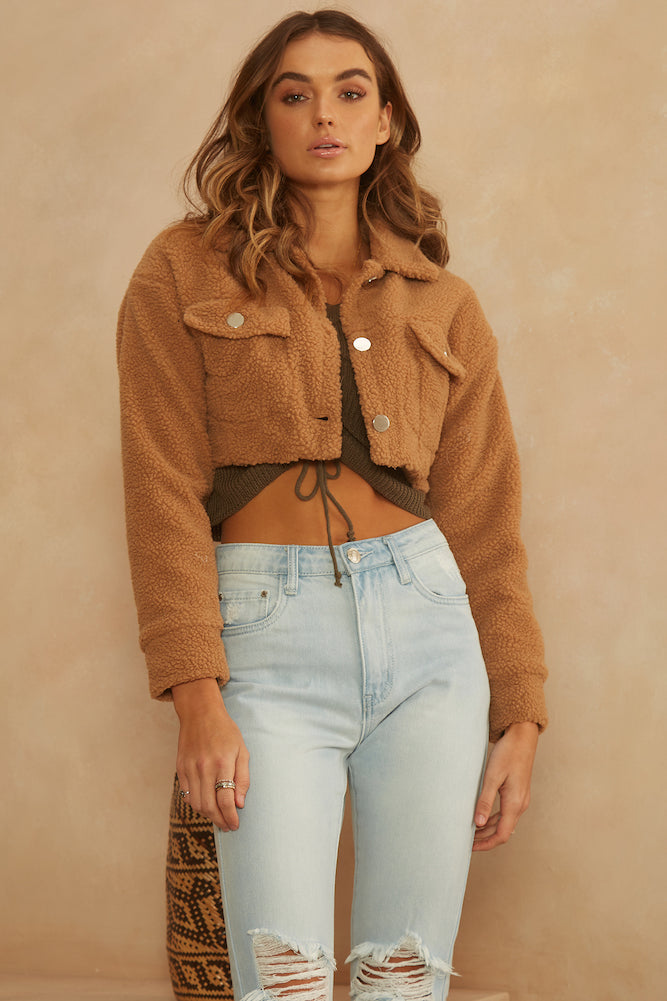 Losing Touch Jacket Tan-Seaa Fashion