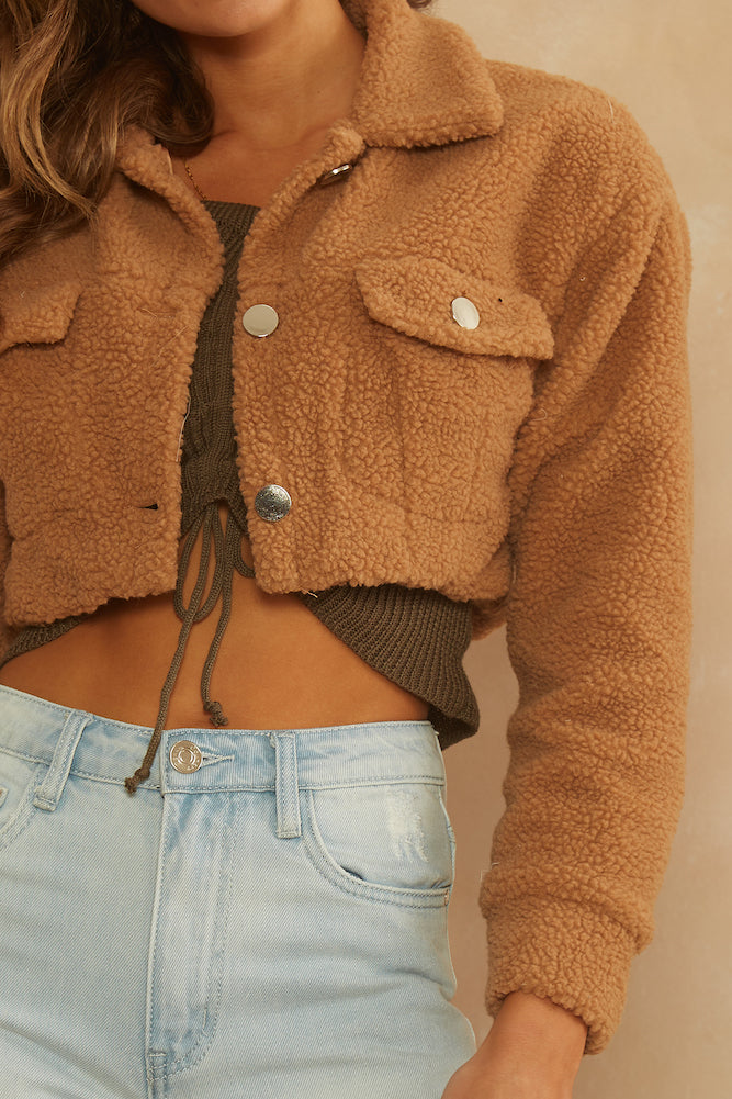 Losing Touch Jacket Tan-Seaa Fashion