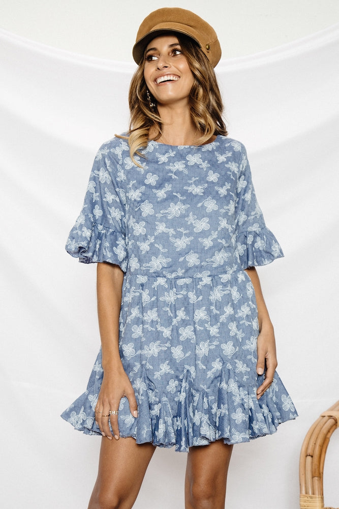 Adele Dress Denim Blue-Seaa Fashion