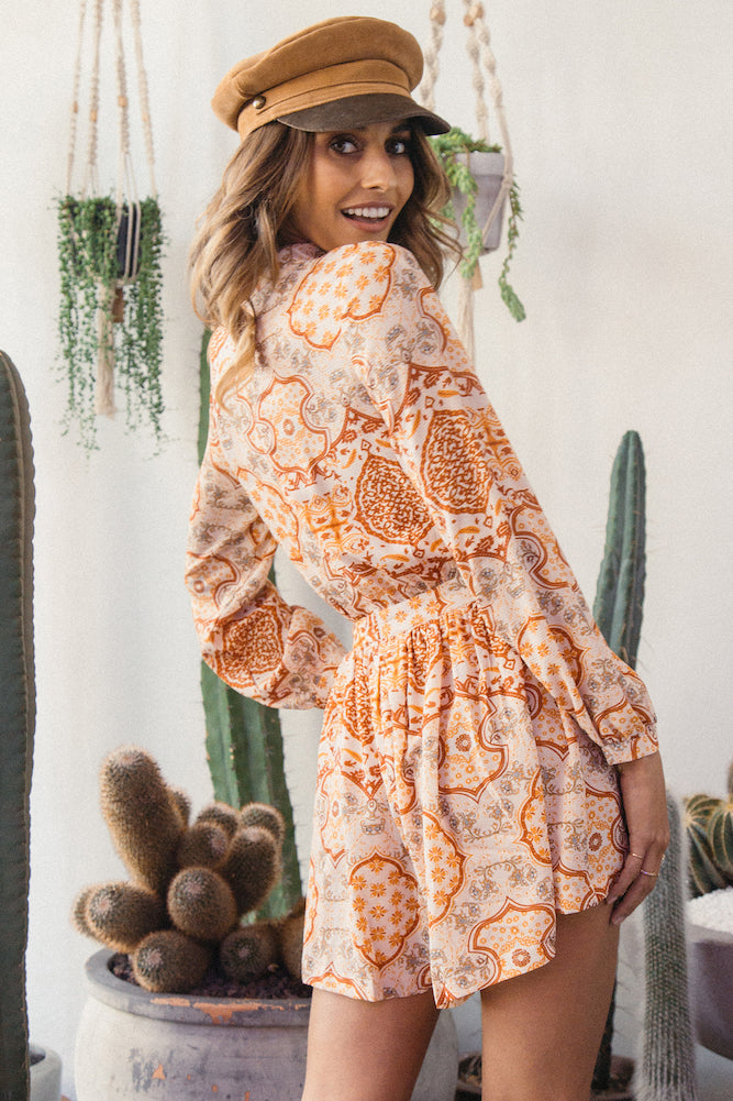 Wisteria Romper Rust-Seaa Fashion