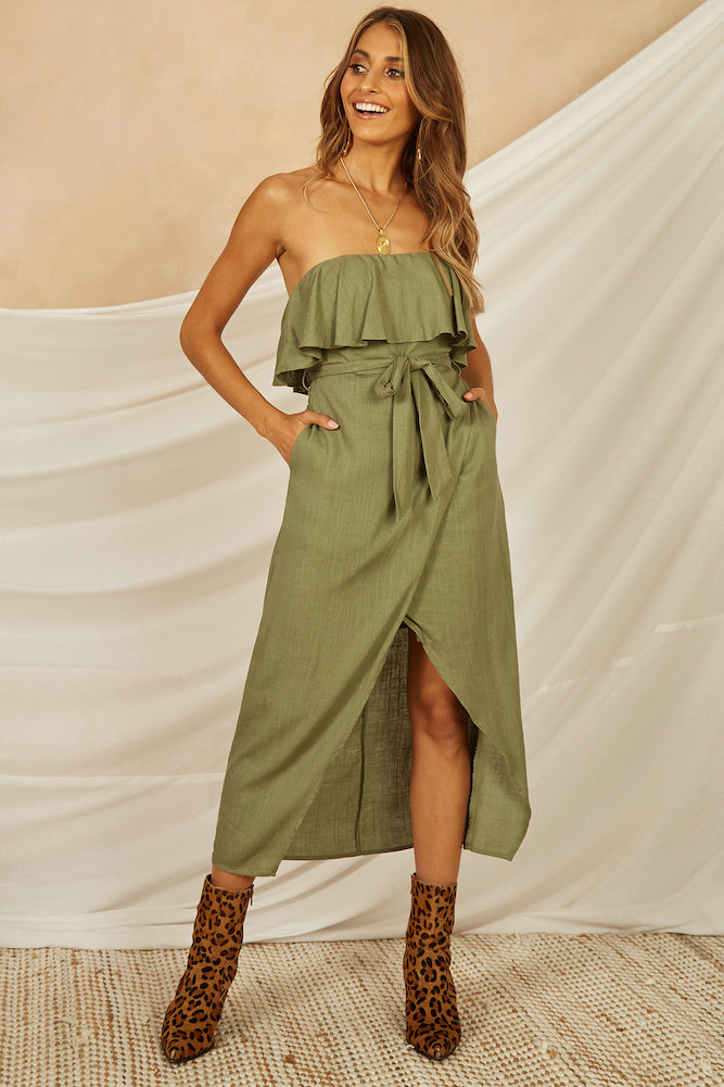 Way Of Life Midi Dress Olive-Seaa Fashion