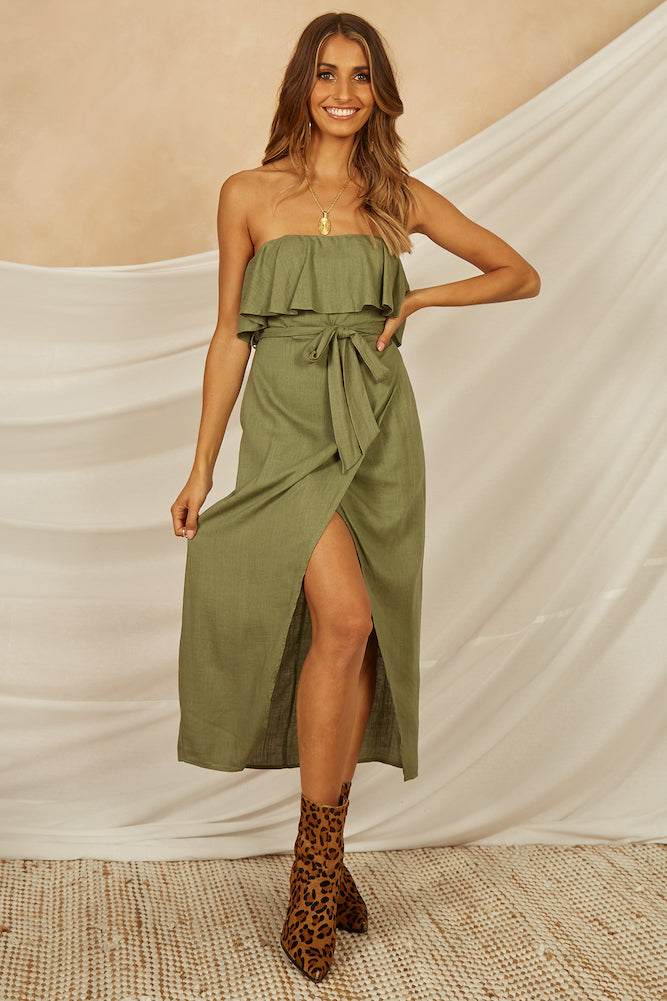 Way Of Life Midi Dress Olive-Seaa Fashion